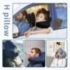 Inflatable Travel Pillows for Airplanes，Inflatable Neck Pillow，Travel Pillow With Hood，Inflatable Travel Pillow，Support Head Airplane Pillow, Travel Essentials For Plane Car Train Sleeping (Grey) - Image 6