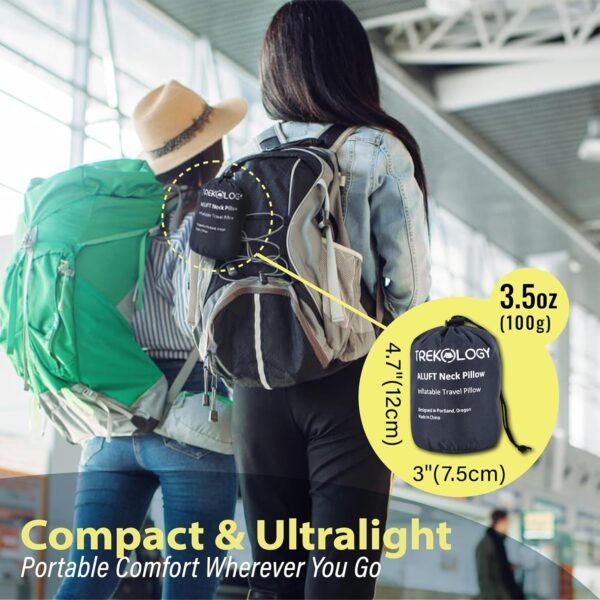 TREKOLOGY Travel Neck Pillow for Plane - Premium Airplane Neck Pillow for Sleeping, Ultimate Neck Support for Long Flights, Best Rated Travel Pillow, Comfortable Neck Rest for Airplane & Travel - Image 2