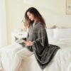 Mellowdy Shawl Blanket Pillow 2-in-1 with Sleeves for Office, Work, Home (Dark Grey, 40x60) - Wearable Adult Snuggie Coat Poncho, Airplane Travel Set, Fleece Shoulder Wrap for Men and Women - Image 4