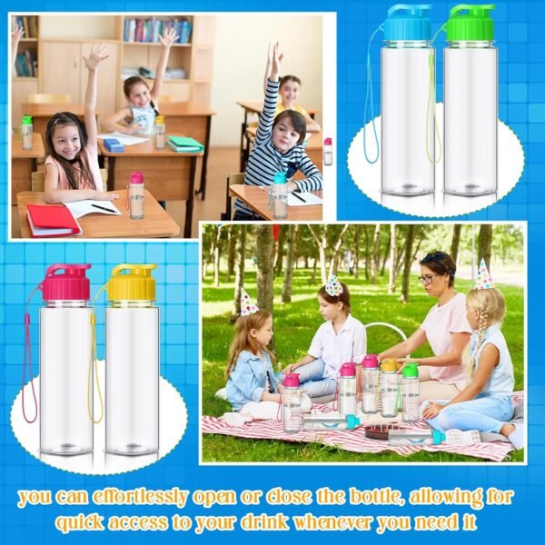 Mifoci 40 Pieces Water Bottles for Kids Bulk 17 oz Sport Drink Bottles with Handle Strap Adults Kids Reusable Large Water Bottles with Leak Proof Flip Top for Party Outdoor Children School Classroom - Image 4