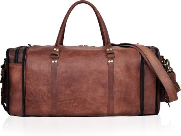 Handmade Vintage Travel Luggage 30 Inch Duffel Gym Sports Bag Weekender Travel Overnight Carry One Duffel Bag For Men (30 inch large) - Image 5