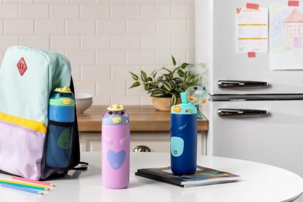 Ello Ellies 12oz Vacuum Insulated Stainless Steel Kids Water Bottle with Straw and Built-in Carrying Handle and Leak-Proof Locking Lid for School Backpack, Lunchbox and Outdoor Sports - Image 2