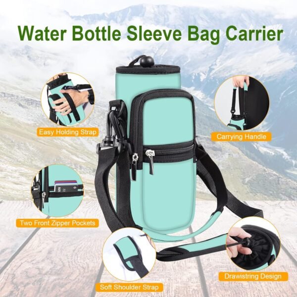 25/32/40/64OZ Water Bottle Bag Holder Carrier- Insulated Crossbody Sling Bag Case Sleeve with Strap and Pockets for Walking,Camping,Hiking,Travel - Image 5