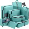 Gorilla Grip Packing Cubes Set, Space Saving Organizers for Suitcases and Luggage, Mesh Window Bags, Travel Essentials for Carry On Clothes, Shoes, Toiletry Accessories Cube with Zipper