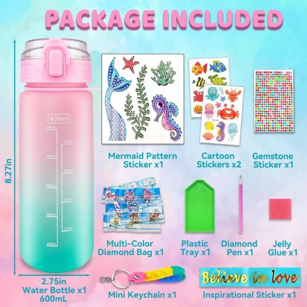 EDsportshouse Decorate Your Own Water Bottle Kits for Girls Age 4-6-8-10,Mermaid Painting Crafts,Fun Arts and Crafts Gifts Toys for Girls Birthday Christmas(Mermaid) - Image 4