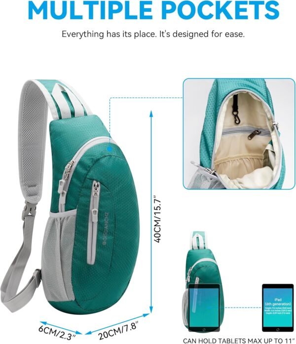 Gisdanchz Unisex Honeycomb Jacquard Small Sling Bag Slim Sling Backpack Crossbody Chest Bag for Hiking Travel - Image 3