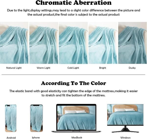 NEWCOSPLAY Super Soft Throw Blanket Light Blue Premium Silky Flannel Fleece Leaves Pattern Lightweight Bed Blanket All Season Use (Light Blue, Throw(40"x50")) - Image 6