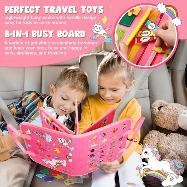 Toddler Busy Board，Montessori Toddler Busy Book，Toys For 3 Year Old Girl Birthday Gift，Sensory Bins Toys，Learning Toys，Preschool Learning Activities Book Airplane Travel Essential Kid Toys - Image 5