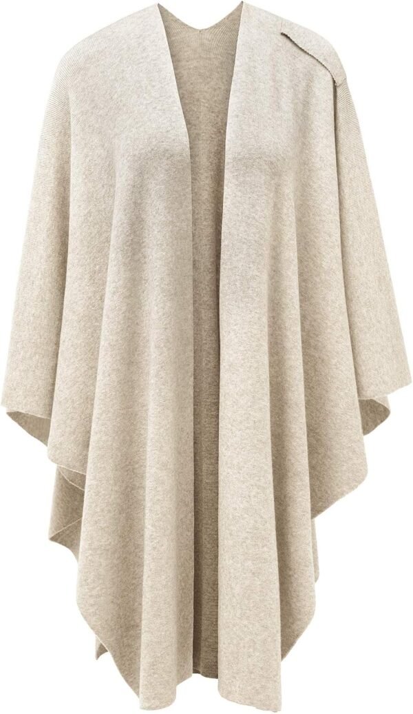 PULI Womens Large Cross Front Poncho Sweater Wrap Topper Knitted Elegant Shawls Cape for Fall Winter - Image 2