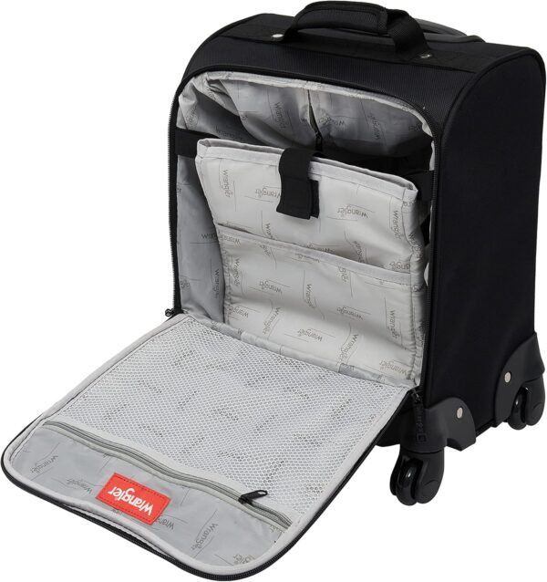 Wrangler 4-Wheel Spinner Luggage with Side USB Port, Black, 17-Inch Underseat Carry-On - Image 5