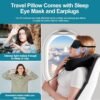 Adjustable Travel Pillow for Neck Support & Comfort, Lightweight Memory Foam Travel Neck Pillow for Sleeping - Washable & Breathable Plane Pillow for Traveling with Eyemask, Earplug & Carry Bag - Image 6