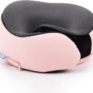 Neck Pillows for Travel - Airplane Pillow – Memory Foam for Kids & Adults – Travel Neck Pillow & Airplane Travel Essentials for Sleeping Support On Flight Or Car (Pink)