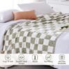 WRENSONGE Checkered Throw Blanket, Sage Green Microfiber Soft Cozy Fluffy Warm Hand Made Throw Blankets for Couch, Sofa, Chair, Bed, Camping, Picnic, Travel Lightweight Bed Blanket - 50"*70" - Image 5