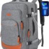Paude Expandable Travel Backpack,42L Large Carry On Backpack Weekender Back Pack Airplane Approved with USB Port College School Backpack Bookbag for Adult Travel Business University