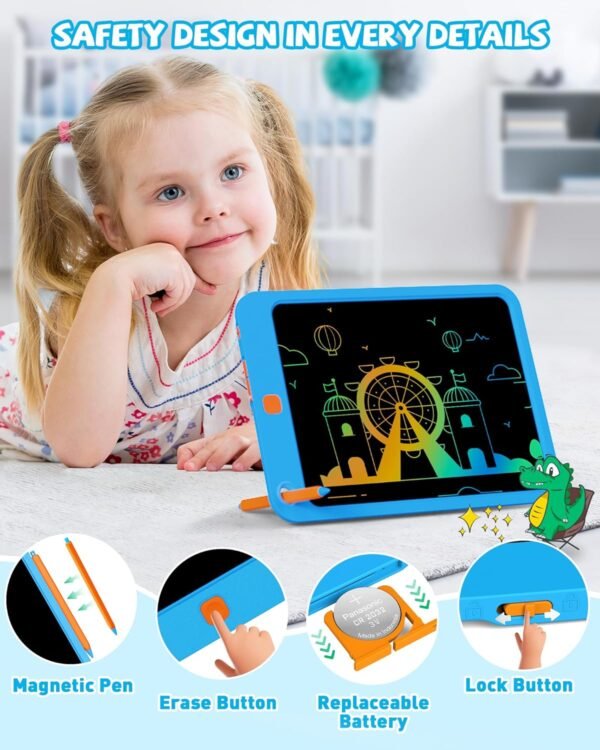 KOKODI LCD Writing Tablet for Kids 10 Inch, Kids Toys for 3 4 5 6 7 8 Years Old Boys and Girls, Colorful Doodle Board, Gift for Toddler Age 3-12 Years, Memo Board, Drawing Pad with Pen - Image 7