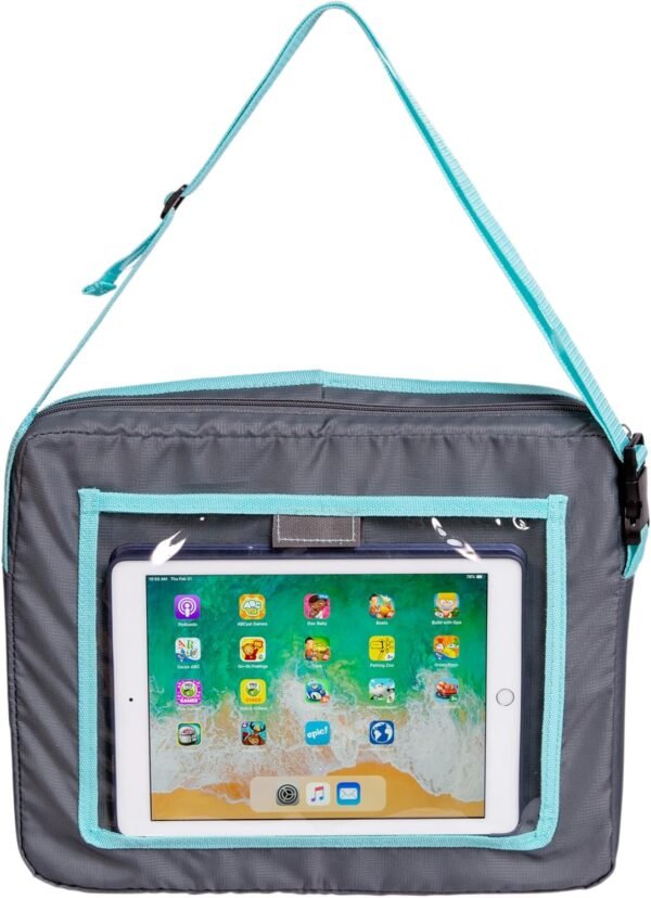 J.L. Childress 3-in-1 Travel Tray & iPad Tablet Holder, Car Seat Lap Tray for Toddlers & Kids, Grey/Teal - Image 3