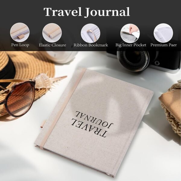 Travel Journal for Women, Adventure Book for 20 Trips, Travel Journal Notebook Diary for Traveler, Vocation Planner, Travel Gifts(126 Pages, Beige) - Image 2