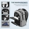 17 Inch Travel Laptop Backpack , Business Flight Approved Carry on Backpack,Work Backpack for Men with USB Charger Hole & Luggage Sleeve,Water Resistant College School Bag Bookbag for Men (Grey) - Image 3