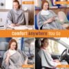 Travel Blanket – Wearable Compact Airplane Blanket - Double Zippered Pockets for Storage –Soft, Lightweight, Packable, & Cozy Throw Blanket for Travel, Car – Easy to Carry & Fold Up - Image 5