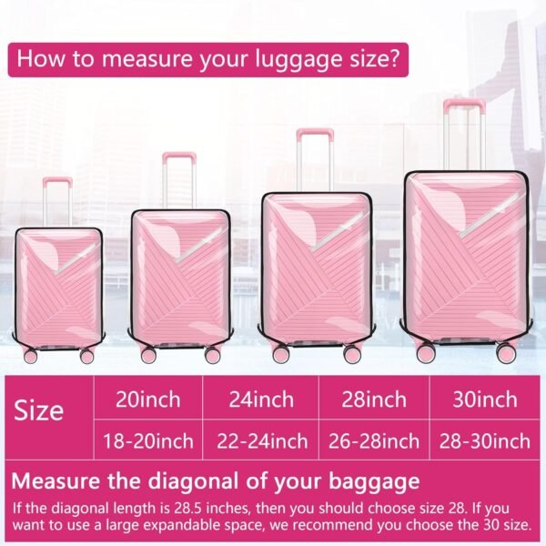 Luggafor Clear Pvc Suitcase Cover,20-30 Inch Luggage Cover for Wheeled Suitcase,Travel Luggage Cover (28inch) - Image 7