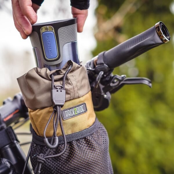 Bongo Bike Handlebar Bag - Water Resistant, Durable Cordura Fabric & Bicycle Large Water Bottle Holder - Front Biking Storage, Bikepacking Stem Bag for Cycling Travels (Black) - Image 6