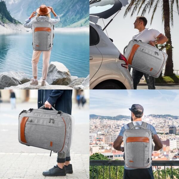 Vancropak Carry on Backpack, Extra Large 40L Airline Approved Travel Backpacks with 3 Packing Cubes for Women Men, Water Resistant Expandable Overnight Luggage Daypack Business Weekender Bag, Grey - Image 8