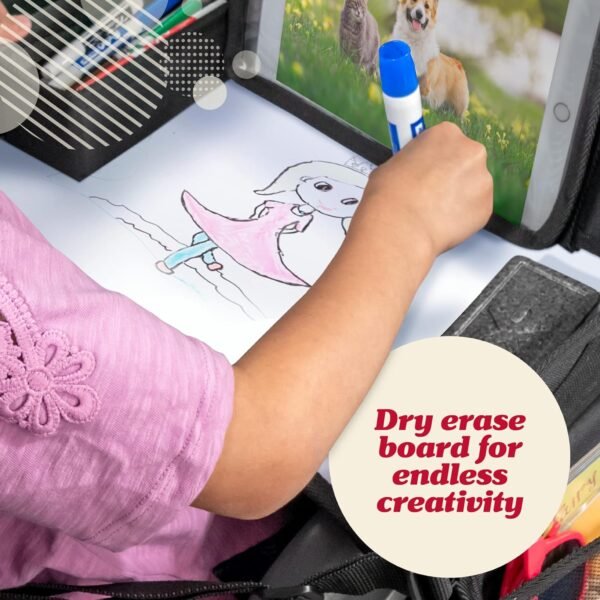 Lusso Gear Kids Travel Tray for Toddler & Kids Car Seat, Lap Tray for Airplane, Kids Travel Desk Essential Accessories, Table Tray for Road Trip Activities (Black) - Image 5