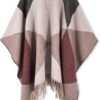 Moss Rose Women's Travel Plaid Shawl Wrap Open Front Poncho Cape for Fall Winter - Image 3