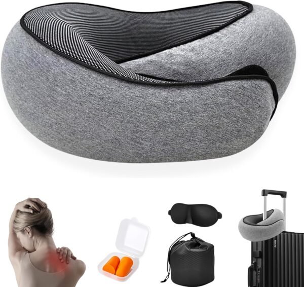 2024 New Neck Pillow, Travel Neck Pillow, 360° Travel Neck Pillows for Airplanes, Neck Pillow for Traveling, Aircraft Memory Foam Travel Neck Pillow (Gray)