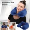 Inflatable Travel Neck Pillows for Airplanes, Long Flight Must Haves for Sleeping to Avoid Neck and Shoulder Pain, Comfortably Support Head and Neck for Flight, Car, Bus and Office (Blue) - Image 2