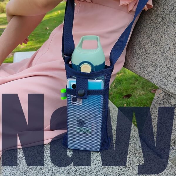 3Pcs Water Bottle Holder with Adjustable Shoulder Strap Water Bottle Carrier Mesh Water Bottle Bag Lightweight Dog Water Bottle Sleeve Crossbody Water Bottle Pouch (Navy/Korean blue/purple) - Image 4