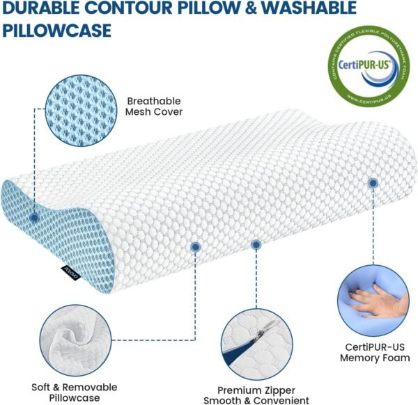 Neck Pillow Contour Memory Foam Pillows for Pain Relief Bed Pillow for Sleeping, Ergonomic Pillow for Neck and Shoulder Pain, Orthopedic Cervical Pillow for Side Back Stomach Sleeper - Image 5