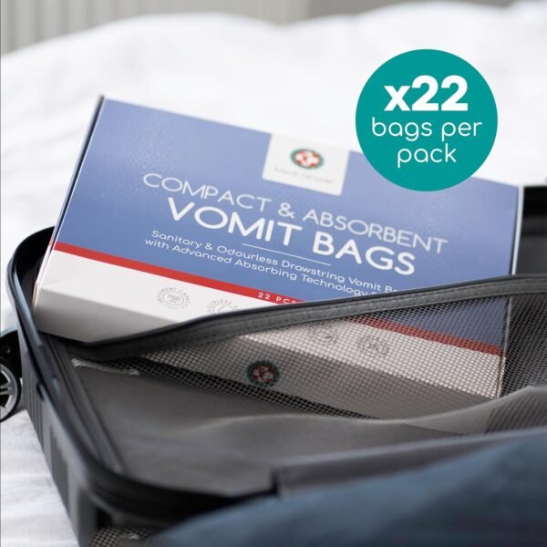 Medi Grade Absorbent Vomit Bags Disposable for Adults and Kids, 22pcs - Travel Essentials Leakproof Barf Bags with Tissues Turn Vomit to Gel and Prevent Odor - Purse Essential Travel Size Sick Bags - Image 7