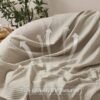 David's Home Cozy Waffle Weave Blanket Twin Size, Ultra Soft Breathable Lightweight Skin-Friendly Throw for Summer, Elegant Room Decor for Couch Bed Sofa Car Travel, Natural - Image 3