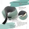 Premium Quality Memory Foam Travel Neck Pillow Bundle - Best Ergonomic Pillow for Airplane Travel, car Ride, Sleeping. Comes with Eye mask, earplugs and Storage Bag. (Imperial Green) - Image 3