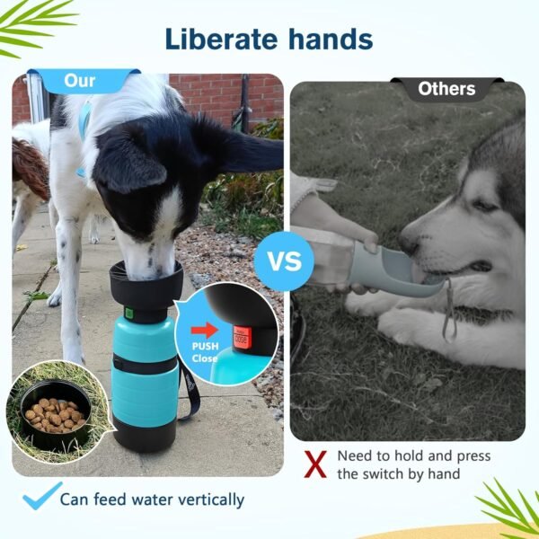 Pecute Dog Water Bottle Portable 22 oz with 5 oz Food Container, Poop Bag Holder, Portable Dog Water Bottle Dispenser, Leakproof, Lightweight, Pet Water Bottle for Dogs Outdoor Travel Walking - Image 7