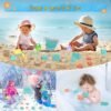Beach Toys Sand Set for Kids, Collapsible Bucket and Shovels with Mesh Bag, Molds, Flags, Sandbox Kids Toddlers, Travel (Tavel Size) - Image 6