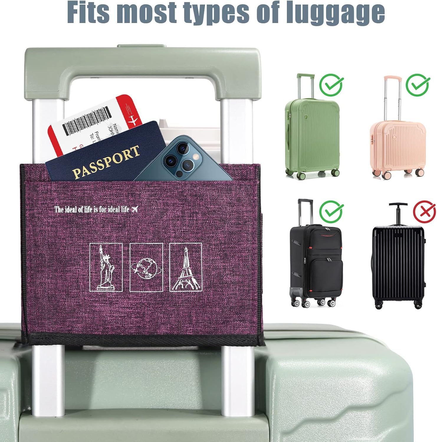 ACdream Luggage Cup Holder, Suitcase Drink Carrier, Free Hand Portable Water and Coffee Caddy Attachment, Flight Attendant Gift Gadgets, Airport Travel Accessories for Airplane, Pink - Image 5