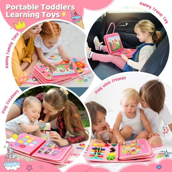 Toddler Busy Board，Montessori Toddler Busy Book，Toys For 3 Year Old Girl Birthday Gift，Sensory Bins Toys，Learning Toys，Preschool Learning Activities Book Airplane Travel Essential Kid Toys - Image 4