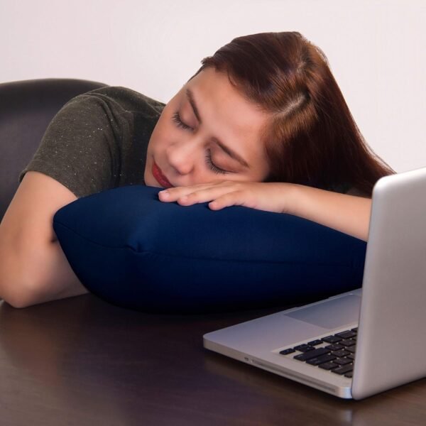 Cushie Pillows Travel Microbead Squishy Pillow for Neck Pain - 13.5 x 10 inches Rectangle - Navy Blue - Image 4