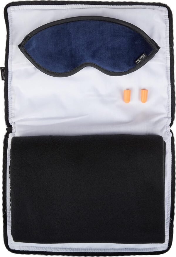 Lewis N. Clark Ultimate Comfort Set + Portable Travel Kit for Airplane, Includes Inflatable Pillow + Zippered Carrying Case, Cozy Fleece Blanket, Eye Mask for Sleeping & Foam Ear Plugs, Navy - Image 5