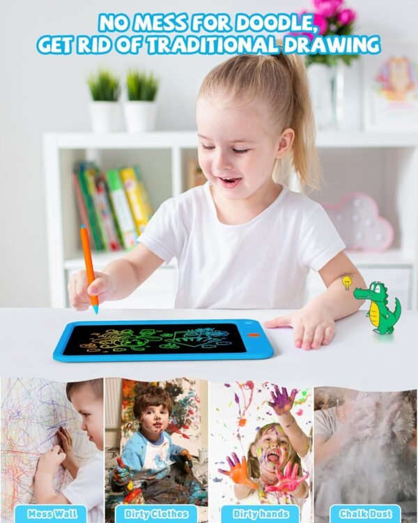 KOKODI LCD Writing Tablet for Kids 10 Inch, Kids Toys for 3 4 5 6 7 8 Years Old Boys and Girls, Colorful Doodle Board, Gift for Toddler Age 3-12 Years, Memo Board, Drawing Pad with Pen - Image 4