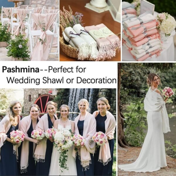 Soft Silky Pashmina Shawl Wraps Solid Colors Scarf for Wedding Evening Dresses - Image 7