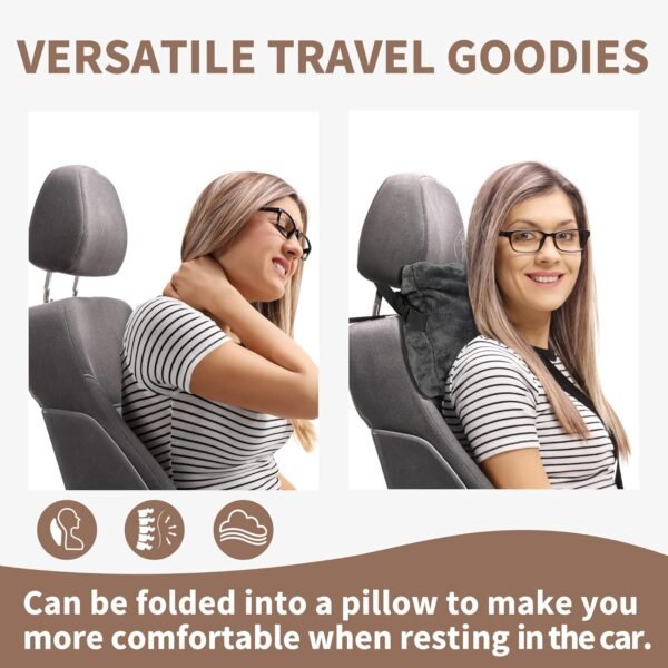 Tirrinia Travel Portable Blanket with Feet Airplane Office Poncho 4 in 1 Zippered Front Pocket Premium Cozy Fleece Blankets with Built-in Bag - Image 2