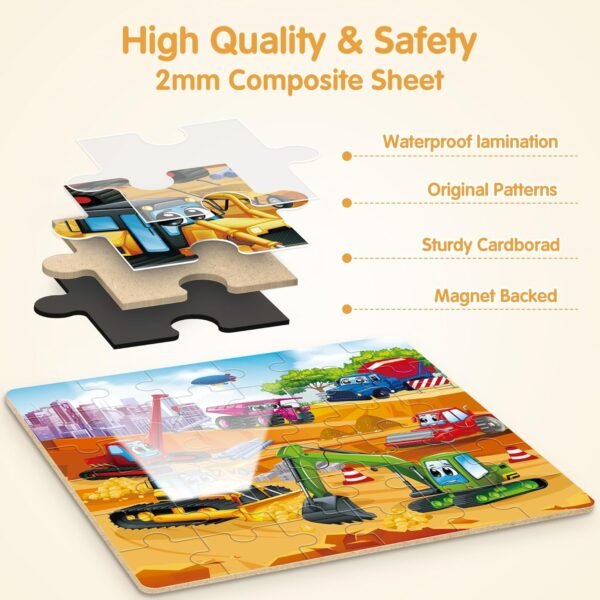 SYNARRY Vehicle Theme Magnetic Puzzles for Toddlers 3-5, 36 Pieces Travel Puzzles for Kids Ages 4-8, Car Airplane Road Trip Activities Magnet Games Toys for 3 4 5 6 Year Old Children Boys Girls Gifts - Image 3
