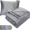 Commollis Travel Blanket Airplane Compact - 2 in 1 Airplane Travel Accessory, from Airplane Blanket to Travel Pillow, with Luggage Strap, Soft Handles and Security Pockets