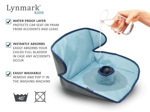 Car Seat Protector for Potty Training | Piddle Pad Cover from Spillages, Nappy Leaks & Toilet Training | Fits All Carseat & Buggy, Age: 6m-4 Years Old |Keeps Seat Clean & Dry! (Blue) - Image 3