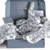 JOOJA Comfort Gift Basket for Women Travel Essentials Gift Set Cozy Blanket, Fuzzy Socks, Eye Mask, Scrunchie, Headband & Travel Storage Bag Leopard Grey - Image 7