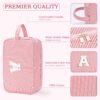 Etercycle Large Travel Makeup Bag, Travel Essential Organizer Cosmetic Bag Personalized Initial Toiletry Pouch Waterproof Preppy Makeup Bag S - Image 4