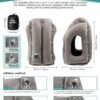 JefDiee Inflatable Travel Pillow, Airplane Neck Pillow Comfortably Supports Head and Chin for Airplanes, Trains, Cars Office Napping on The Tray Table (Grey) - Image 6